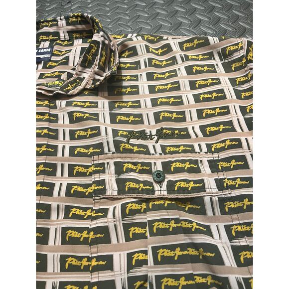 PHAT FARM Vintage Shirt 90s Navy Yellow Signature Logo L/S Button Mens XXXL 3XL - Picture 8 of 10